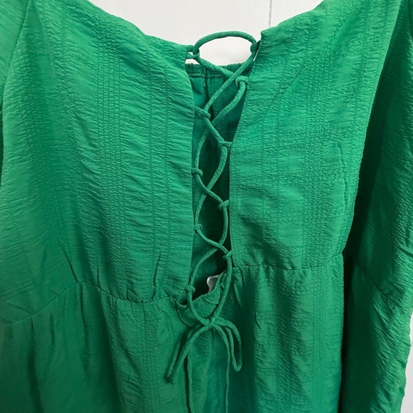 Addition Elle Green Maxi Tiered Lace-Up Peasant Dress Party Stretch size 3X - Picture 10 of 16